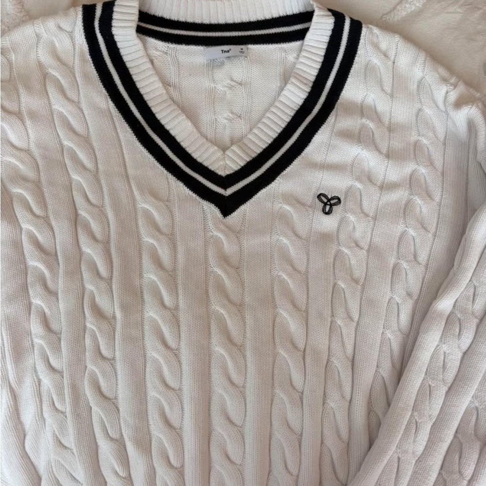 Tory Burch White Cable Knit Sweater